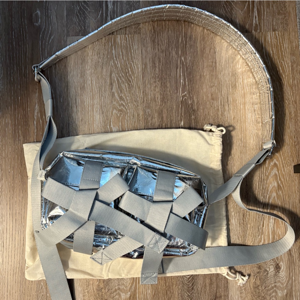 Simone Rocha Metallic Silver Ribbon Crossbody bag
